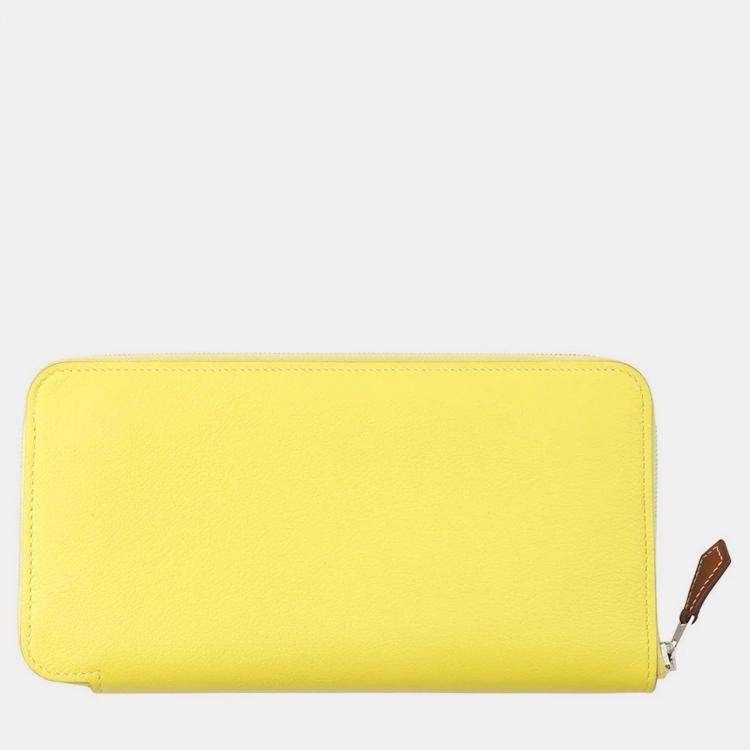 Pre Owned Hermes Azap Long Lime Evercolor Leather Wallet
