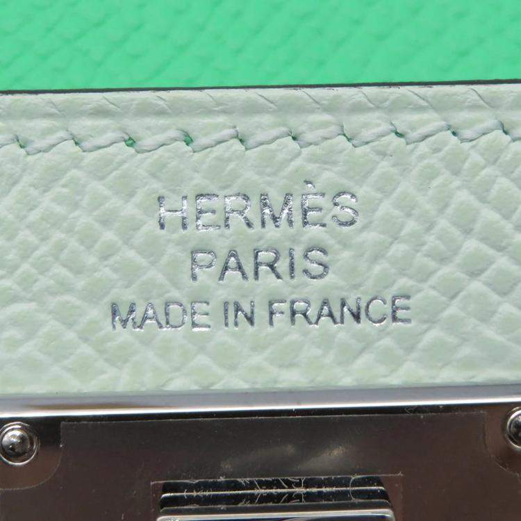 Pre Owned Hermes Kelly Pocket Compact Tricolor Vert Fizz Nata Vert Comics Epsom Leather Wallet