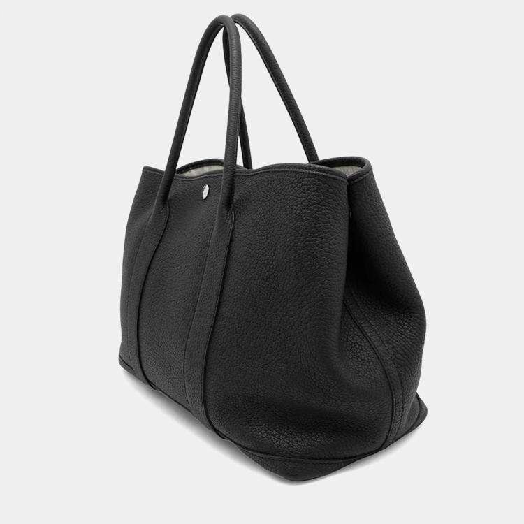 Pre Owned Hermes Garden Party PM Black Negonda Leather Tote Bag