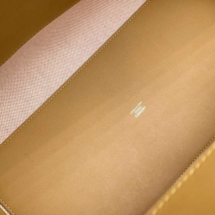 Pre Owned Hermes 24/24 Sac Van Quatre 35 Sesame Ecru Toile H Swift Leather Shoulder Bag