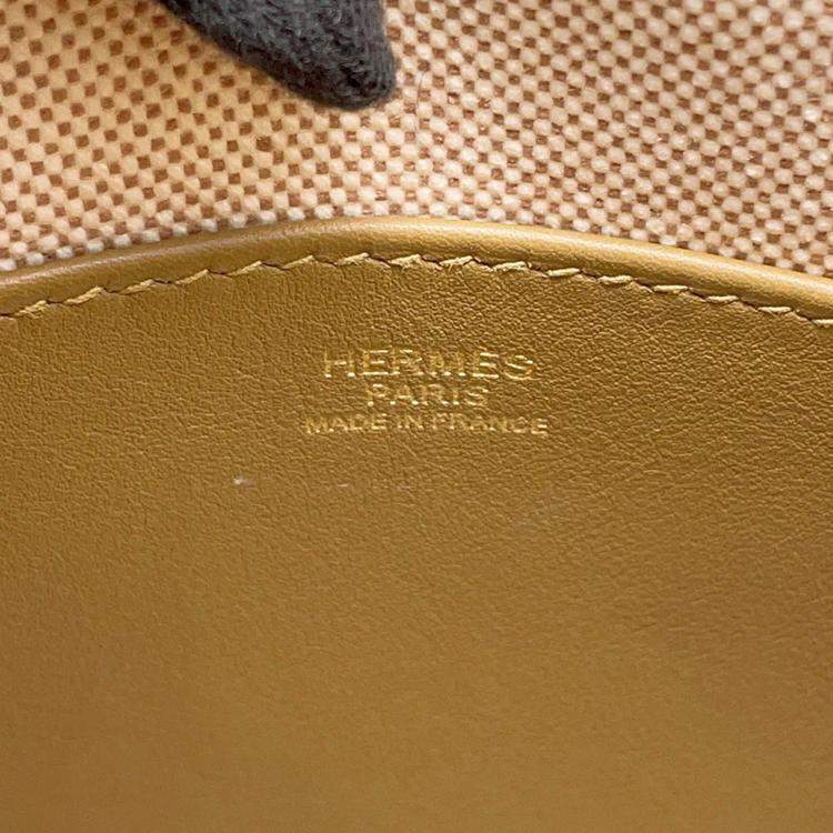 Pre Owned Hermes 24/24 Sac Van Quatre 35 Sesame Ecru Toile H Swift Leather Shoulder Bag