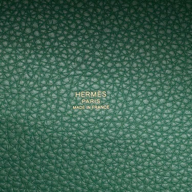 Pre Owned Hermes Picotin Lock PM Vert Moyen Vert Peppermint Taurillon Clemence Swift Leather Handbag