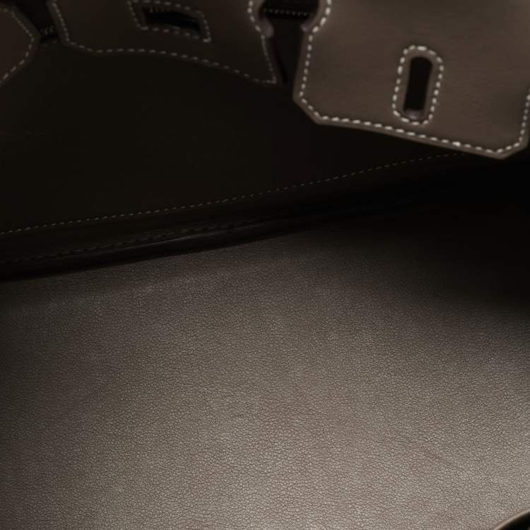 Pre Owned Hermes Etoupe Swift Leather Palladium Finish Birkin 25 Bag