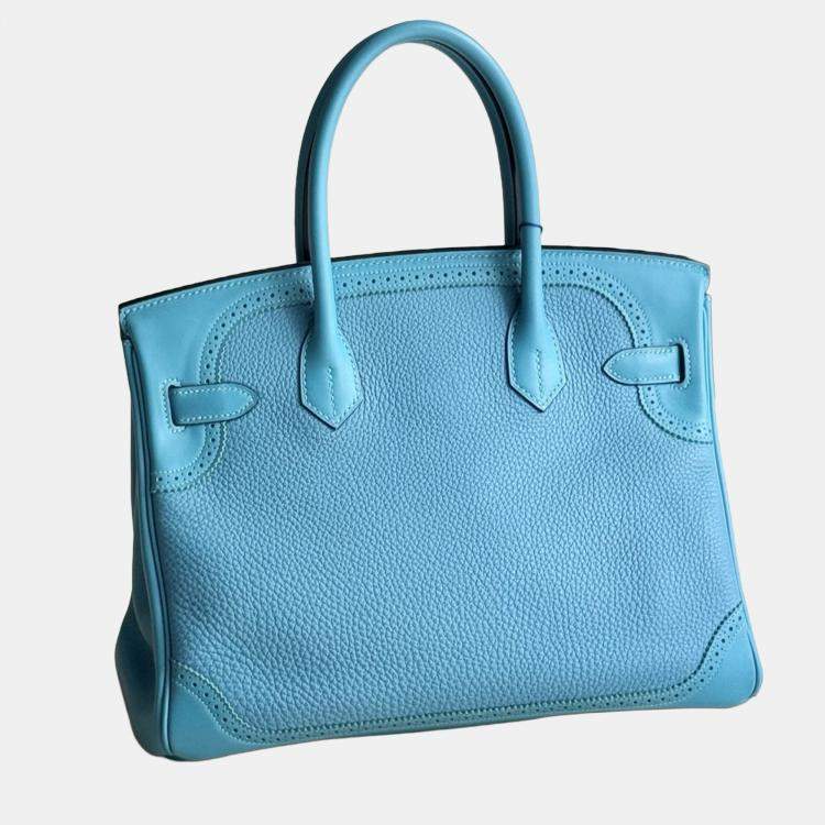 Pre Owned Hermes Birkin 30 Turquoise Togo Leather Tote Bag