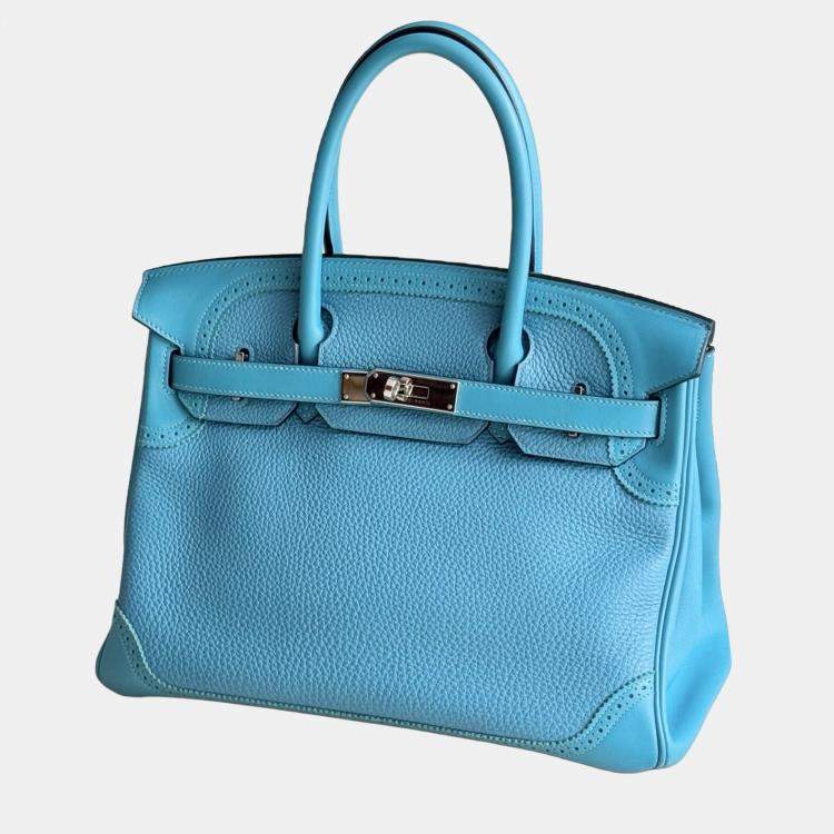 Pre Owned Hermes Birkin 30 Turquoise Togo Leather Tote Bag