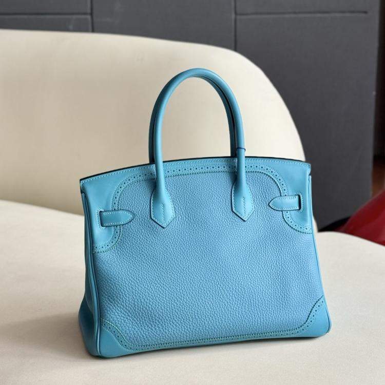 Pre Owned Hermes Birkin 30 Turquoise Togo Leather Tote Bag