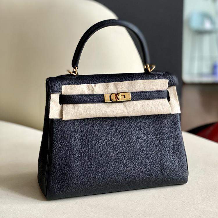 Pre Owned Hermes Kelly 25 Black Leather Shoulder Bag