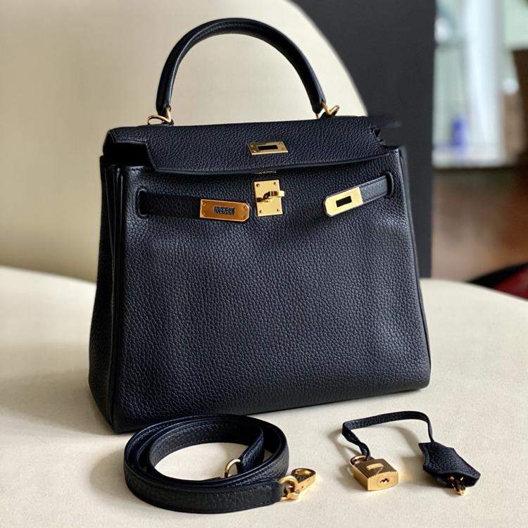 Pre Owned Hermes Kelly 25 Black Leather Shoulder Bag