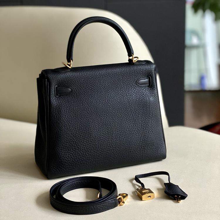 Pre Owned Hermes Kelly 25 Black Leather Shoulder Bag