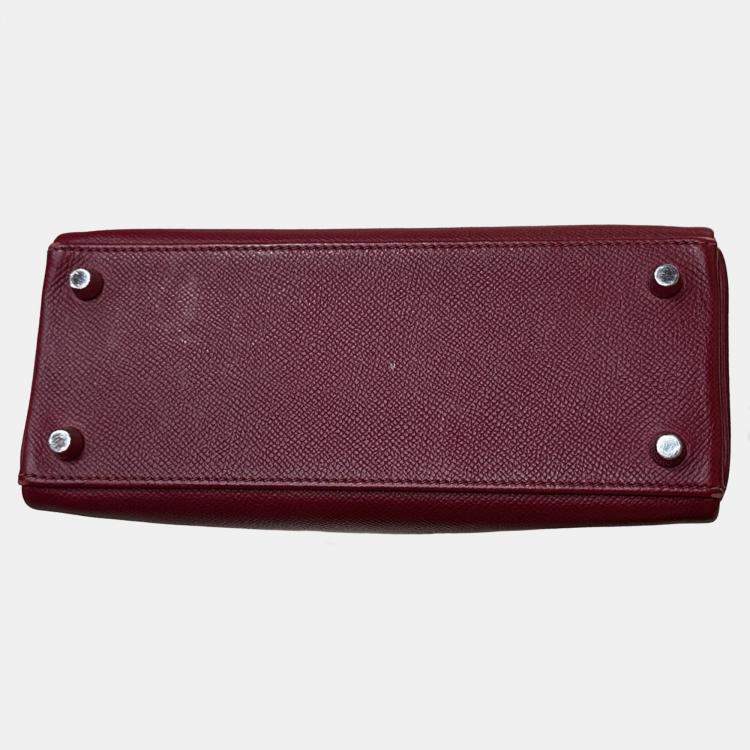 Pre Owned Hermes Kelly 25 Ruby Red Epsom Leather Shoulder Bag