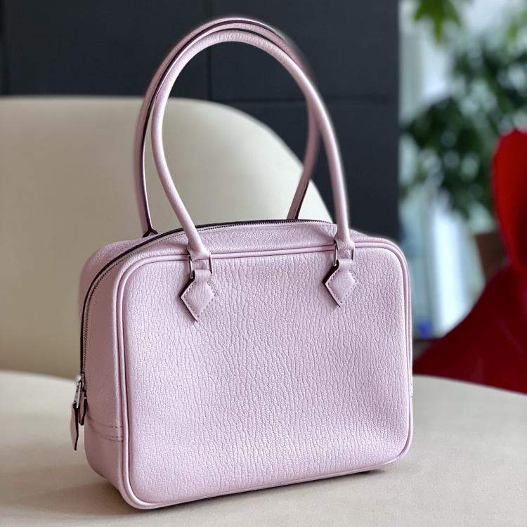 Pre Owned Hermes Plume Mini Pink Leather Top Handle Bag