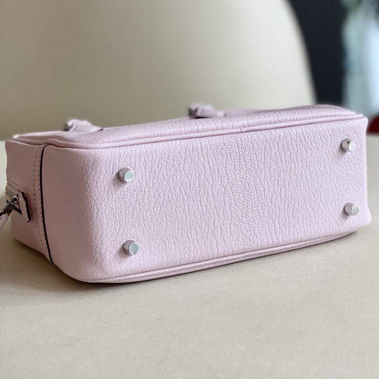 Pre Owned Hermes Plume Mini Pink Leather Top Handle Bag