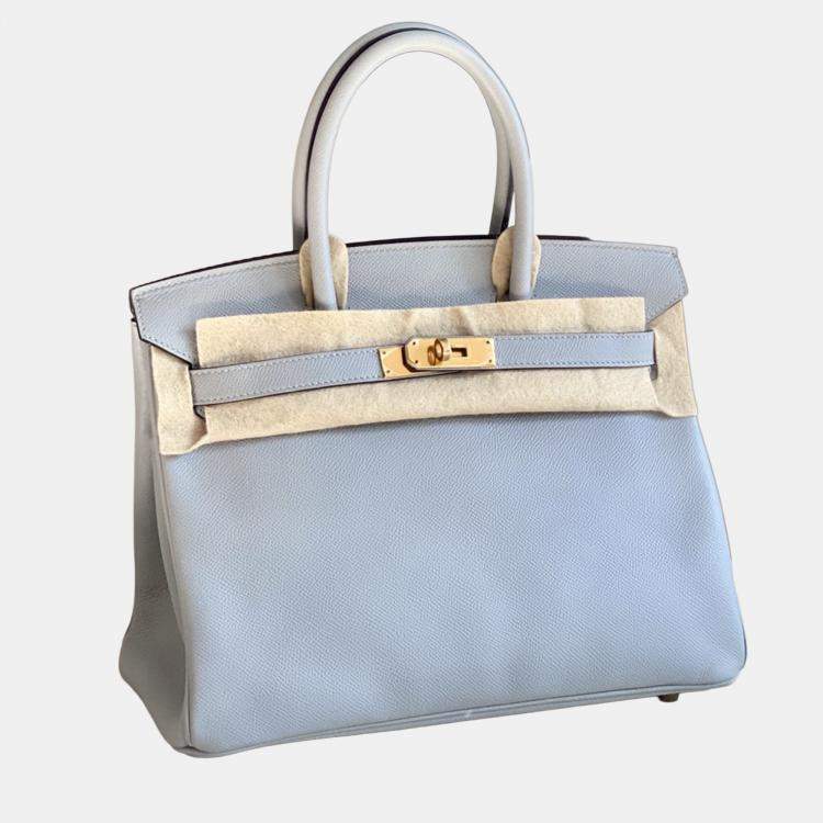 Pre Owned Hermes Birkin 30 Glacier Blue Epsom Leather Handbag