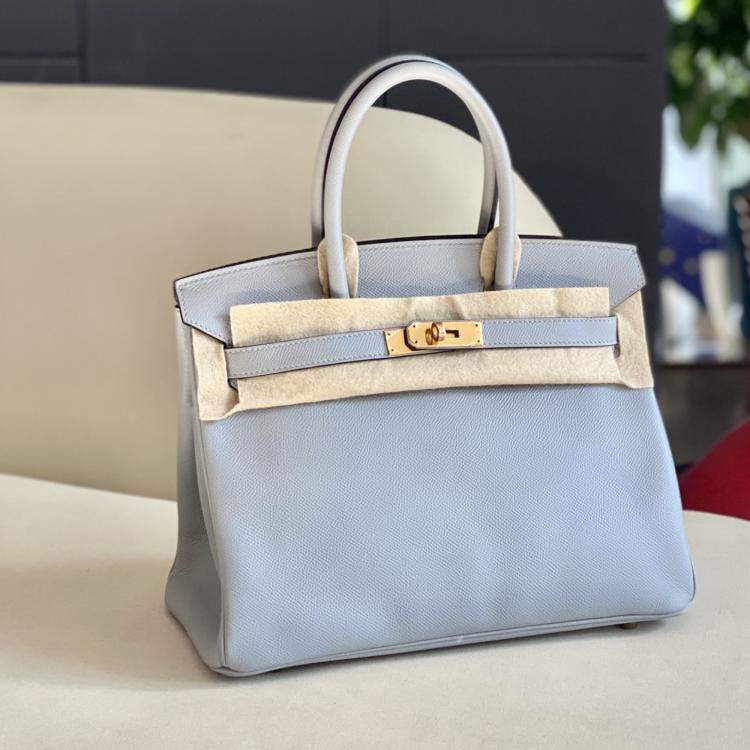 Pre Owned Hermes Birkin 30 Glacier Blue Epsom Leather Handbag