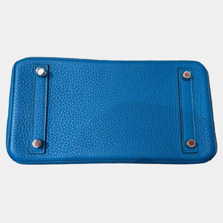 Pre Owned Hermes Birkin 25 Blue Leather Handbag