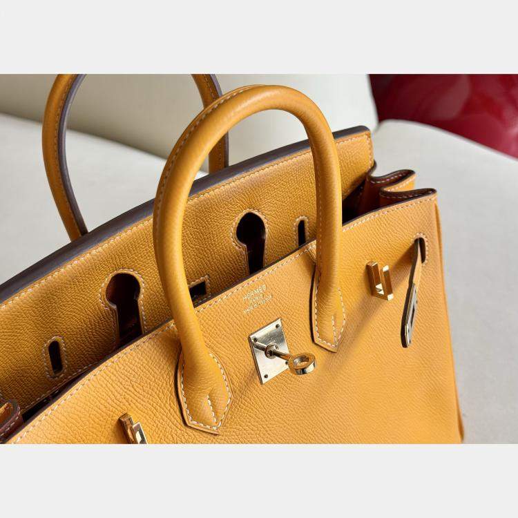 Pre Owned Hermes Birkin 30 Yellow Epsom Leather Handbag