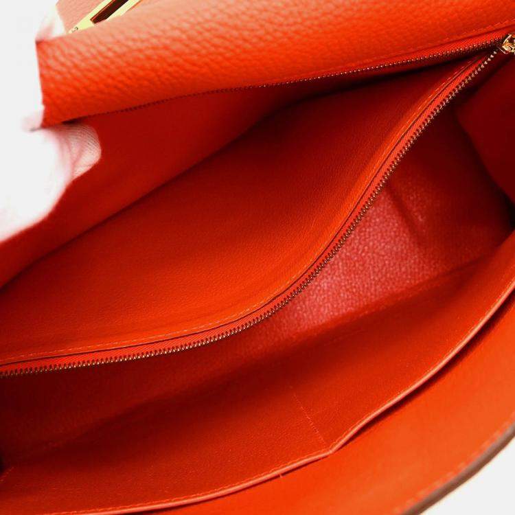 Pre Owned Hermes Kelly 32 Retourne Rouge Pivoine Taurillon Clemence 2way Handbag
