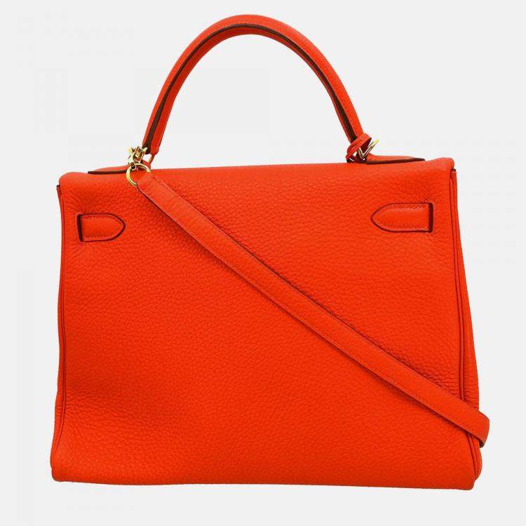 Pre Owned Hermes Kelly 32 Retourne Rouge Pivoine Taurillon Clemence 2way Handbag