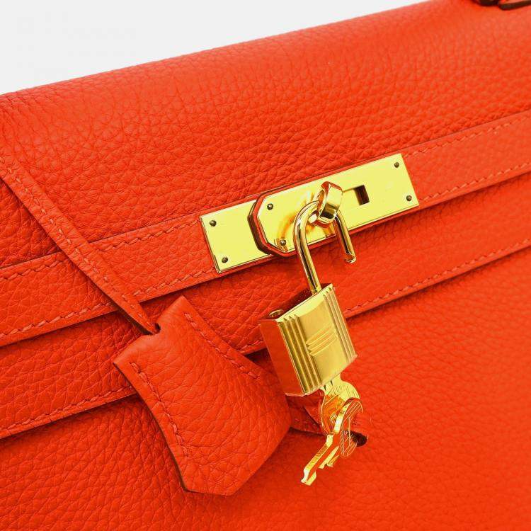 Pre Owned Hermes Kelly 32 Retourne Rouge Pivoine Taurillon Clemence 2way Handbag