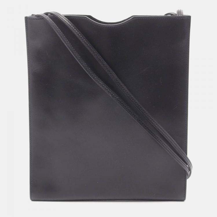 Pre Owned Hermes Onimaitou Black Box Calf Leather Crossbody Shoulder Bag 