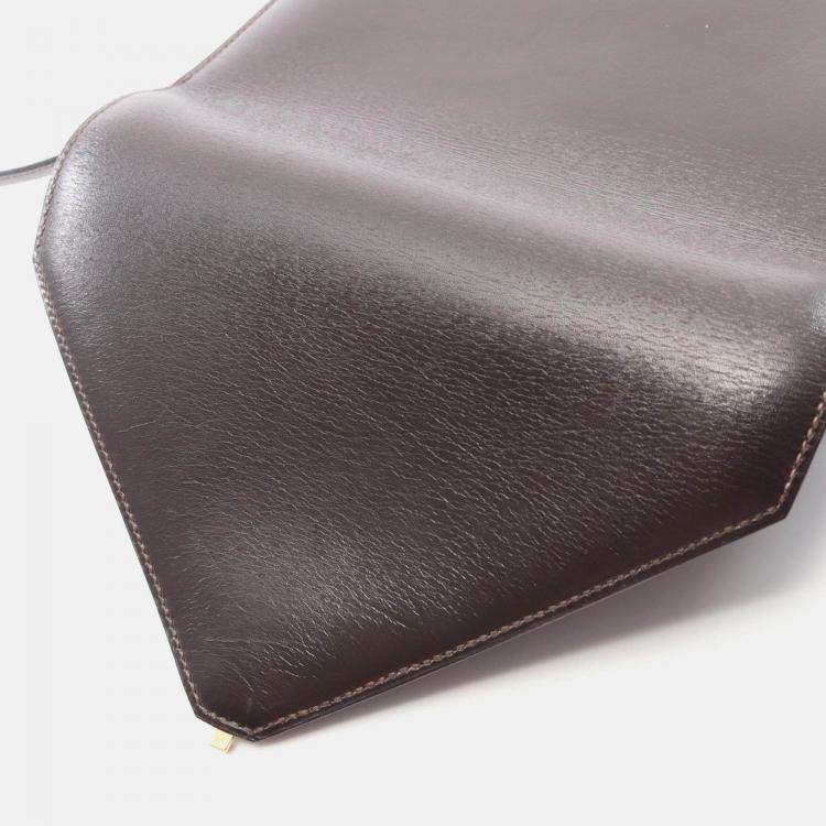 Pre Owned Hermes Brown Box Calf Leather Shoulder Bag