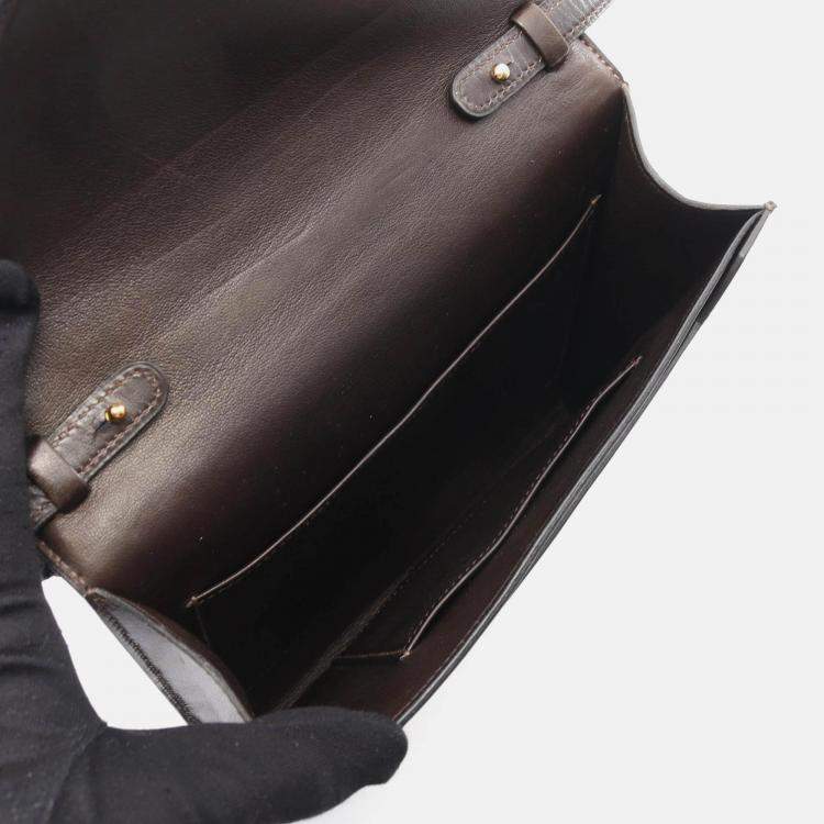 Pre Owned Hermes Brown Box Calf Leather Shoulder Bag