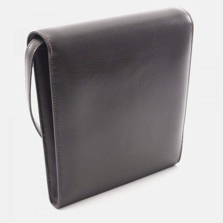 Pre Owned Hermes Brown Box Calf Leather Shoulder Bag