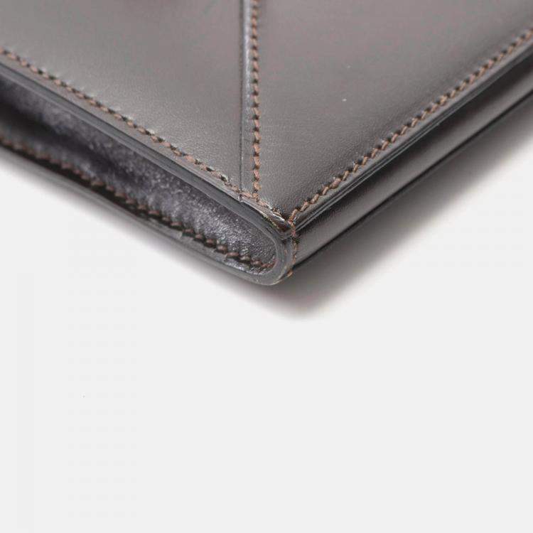 Pre Owned Hermes Brown Box Calf Leather Shoulder Bag