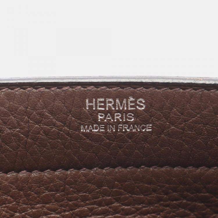 Pre Owned Hermes Sac A Depeche 27 Brown Havane Fjord Leather Business Bag