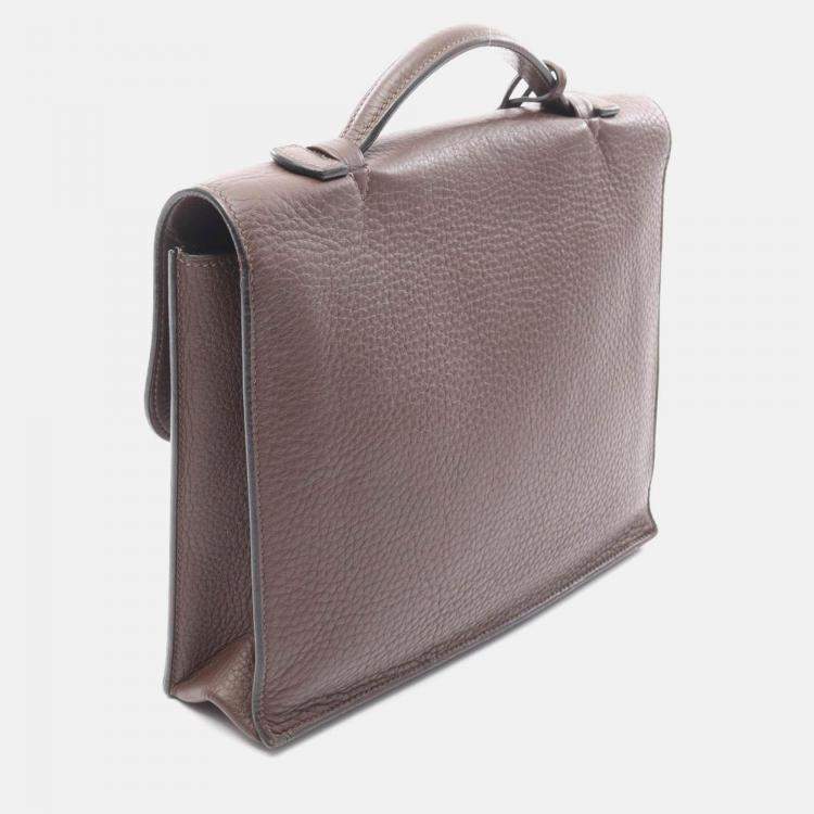 Pre Owned Hermes Sac A Depeche 27 Brown Havane Fjord Leather Business Bag