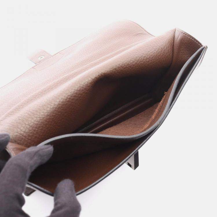 Pre Owned Hermes Sac A Depeche 27 Brown Havane Fjord Leather Business Bag