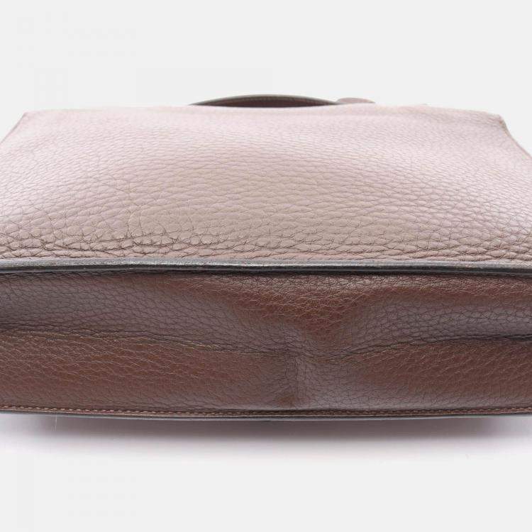 Pre Owned Hermes Sac A Depeche 27 Brown Havane Fjord Leather Business Bag