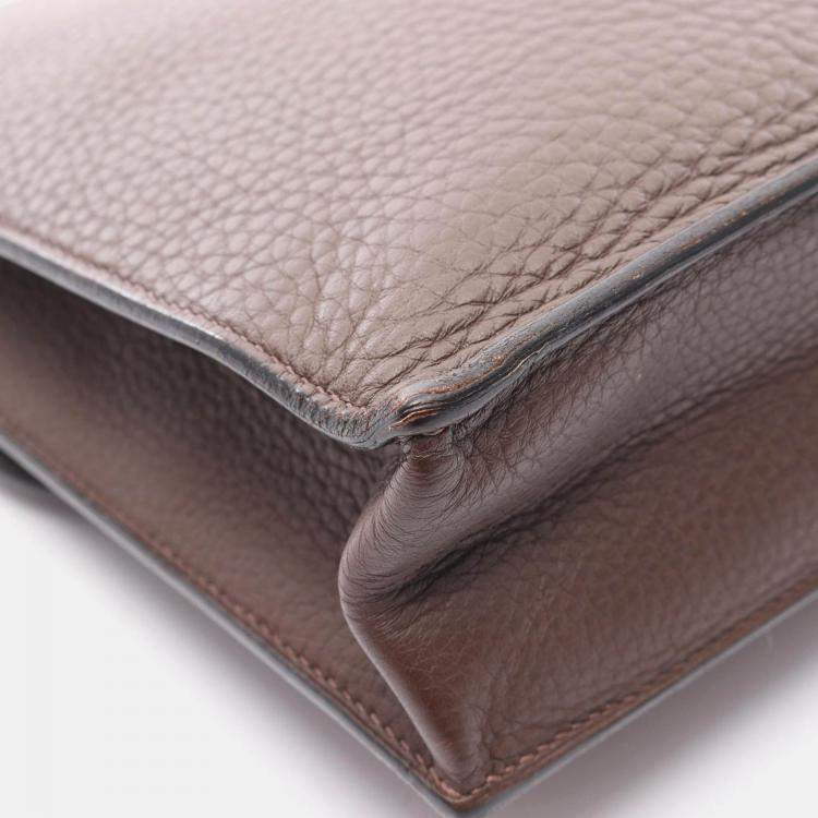 Pre Owned Hermes Sac A Depeche 27 Brown Havane Fjord Leather Business Bag