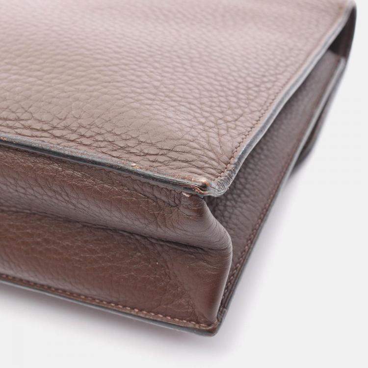Pre Owned Hermes Sac A Depeche 27 Brown Havane Fjord Leather Business Bag