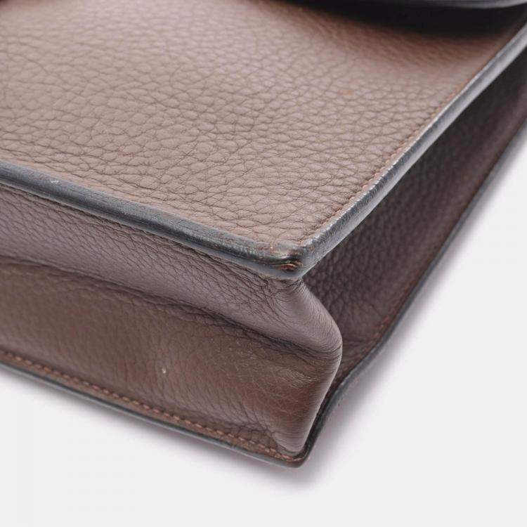 Pre Owned Hermes Sac A Depeche 27 Brown Havane Fjord Leather Business Bag
