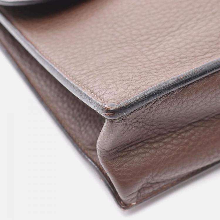 Pre Owned Hermes Sac A Depeche 27 Brown Havane Fjord Leather Business Bag