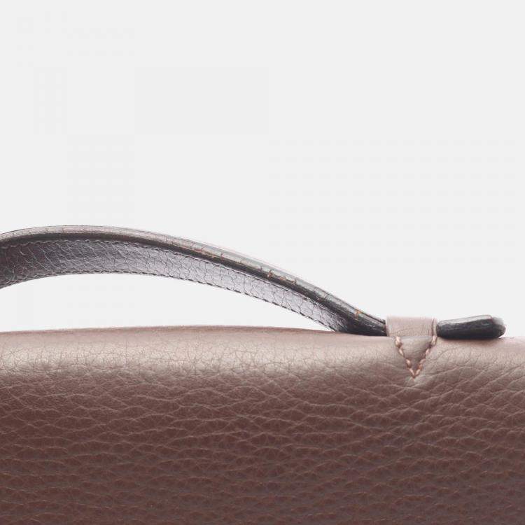 Pre Owned Hermes Sac A Depeche 27 Brown Havane Fjord Leather Business Bag