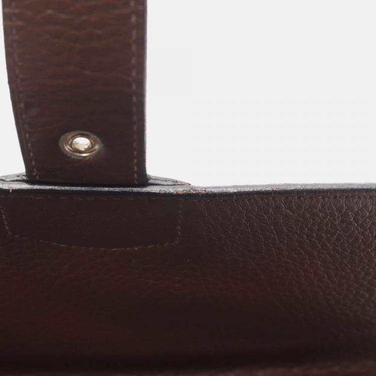 Pre Owned Hermes Sac A Depeche 27 Brown Havane Fjord Leather Business Bag