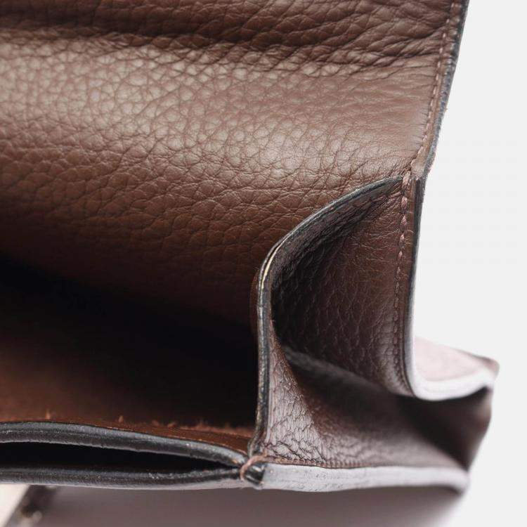 Pre Owned Hermes Sac A Depeche 27 Brown Havane Fjord Leather Business Bag