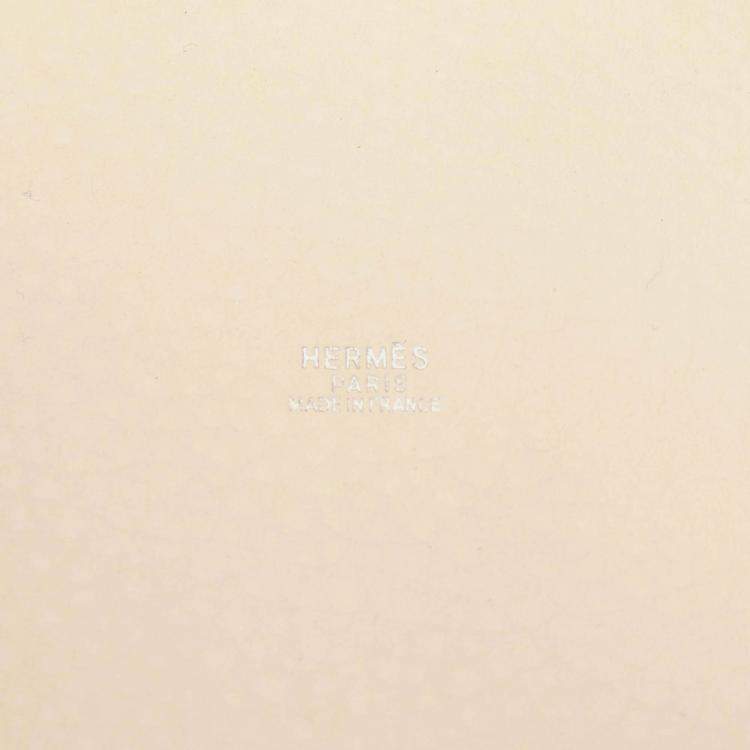 Pre Owned Hermes Picotin White Ecru Clemence Leather Toile H Canvas Handbag PM