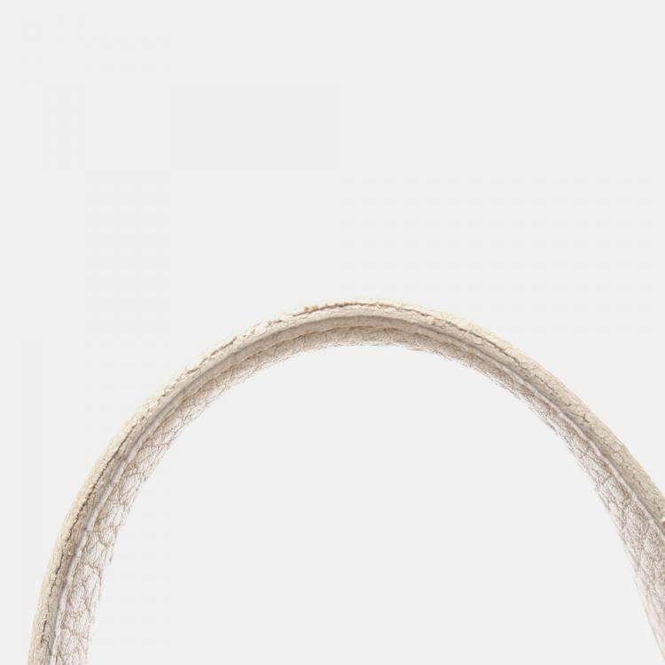 Pre Owned Hermes Picotin White Ecru Clemence Leather Toile H Canvas Handbag PM