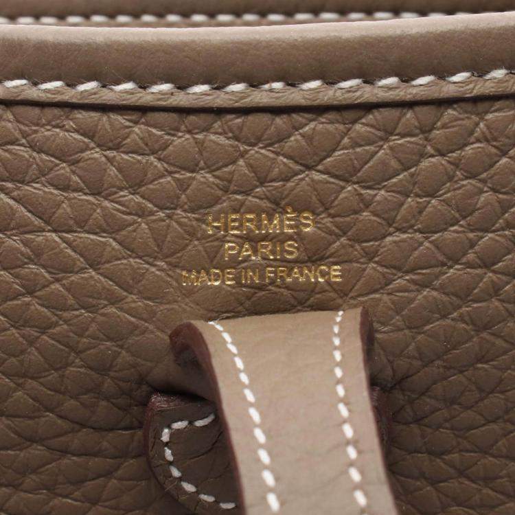 Pre Owned Hermes Evelyne TPM Etopue Grey Clemence Leather Shoulder Bag