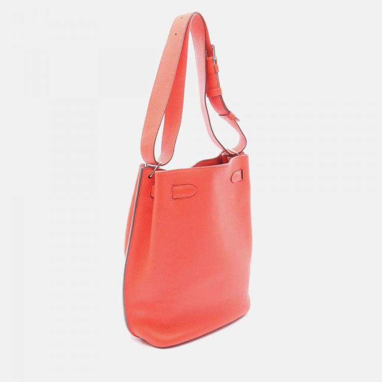 Pre Owned Hermes So Kelly 22 Red Rose Jaipur Togo Leather Shoulder Bag