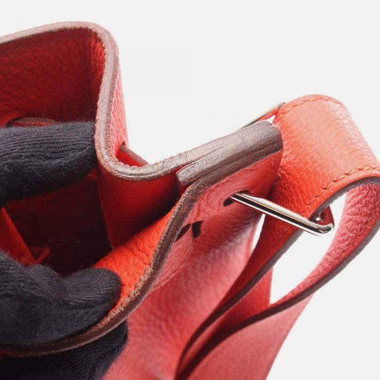 Pre Owned Hermes So Kelly 22 Red Rose Jaipur Togo Leather Shoulder Bag