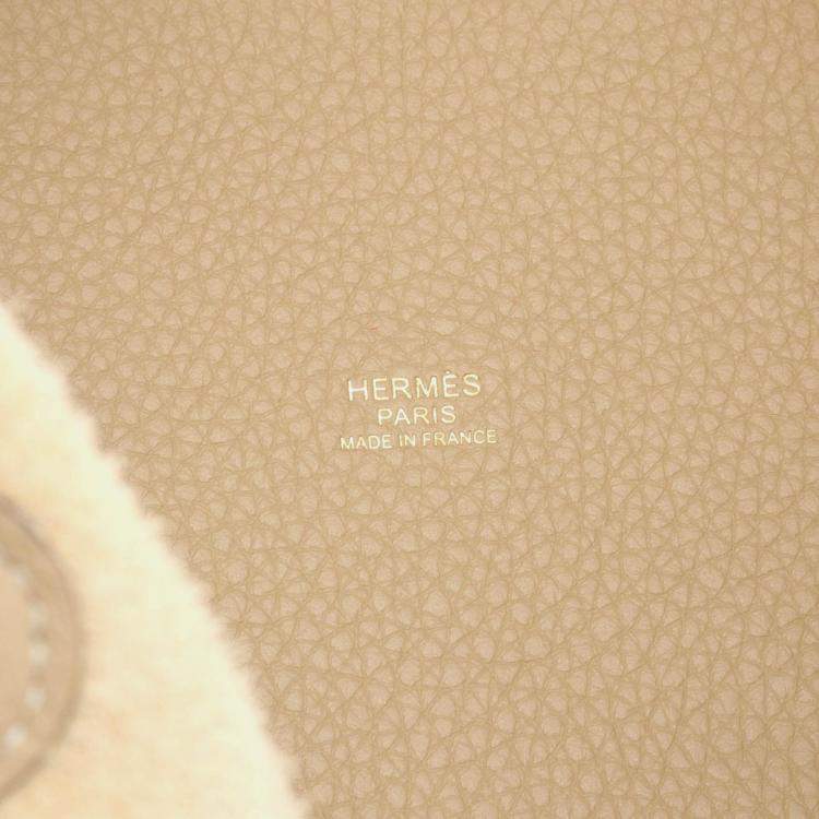 Pre Owned Hermes Picotin Lock Beige Trench Clemence Leather Handbag PM