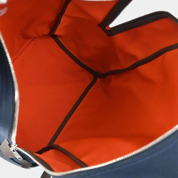 Pre Owned Hermes Navy Toile Officier Sac De Pansage Groom Backpack