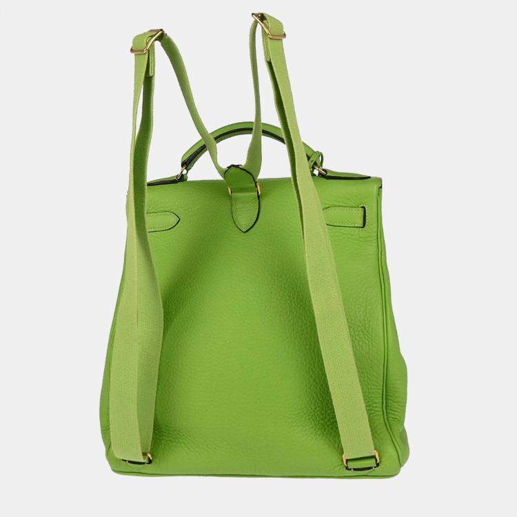 Pre Owned Hermes Apple Green Taurillon Clemence Kelly A Dos GM Backpack