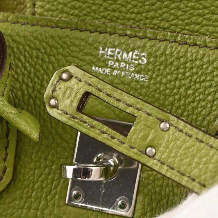 Pre Owned Hermes Anis Green Togo Birkin 25 Handbag