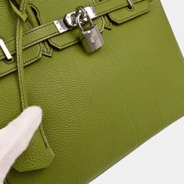 Pre Owned Hermes Anis Green Togo Birkin 25 Handbag