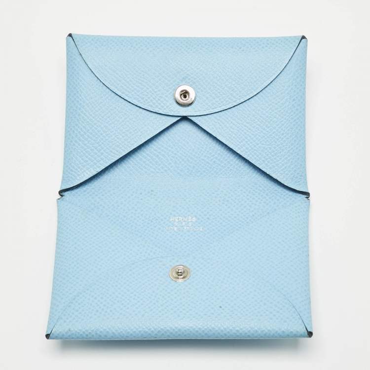 Pre Owned Hermès Celeste Epsom Leather Calvi Card Holder